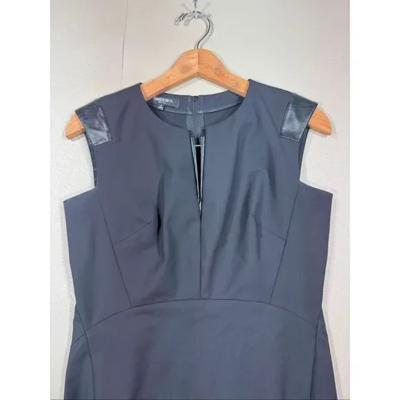 Lafayette 148 Leather Detailed Sheath Dress MSRP:$798 6-Petite - Picture 2 of 13